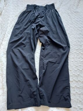 Women's Black Wide-Leg Jogger Performance Pants Med Activewear Outdoor
